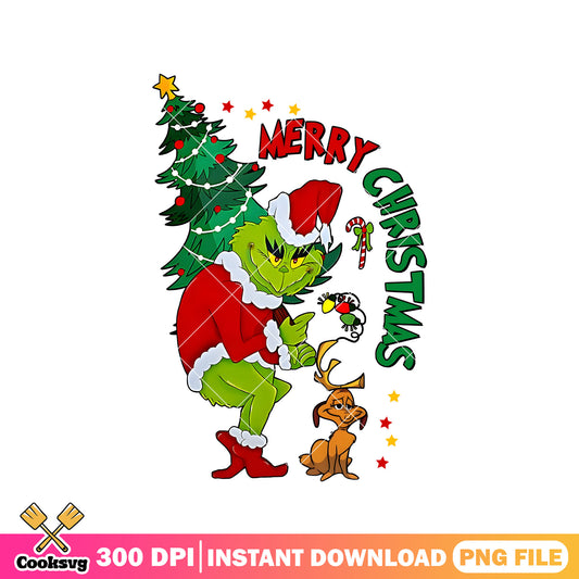 Grinch with dog merry christmas png, the grinch and the dog​ png