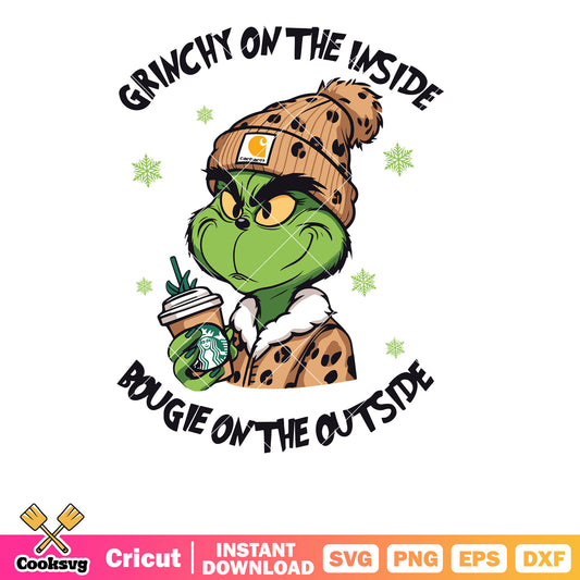 Grinchy On The Inside Leopard svg, bougie grinch svg, christmas grinch svg