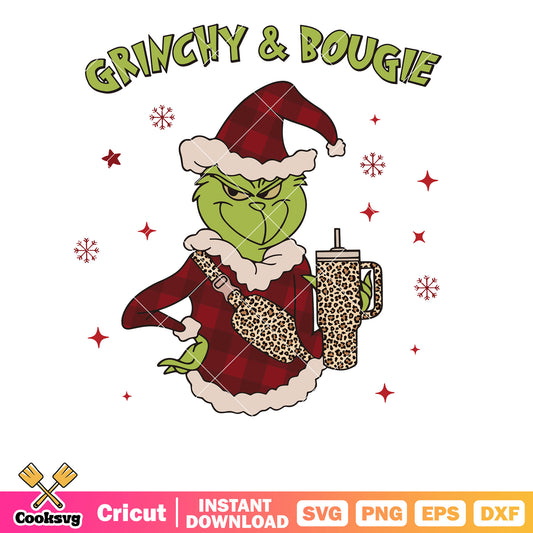 Grinchy and Bougie Christmas svg, bougie grinch​ svg, the grinch svg