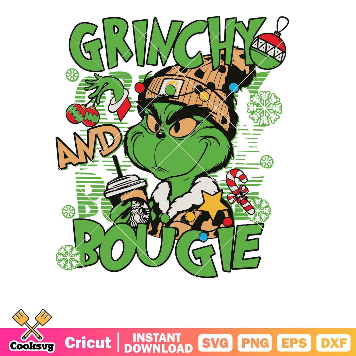 Grinchy and Bougie Christmas vibes svg, bougie grinch svg, the grinch svg