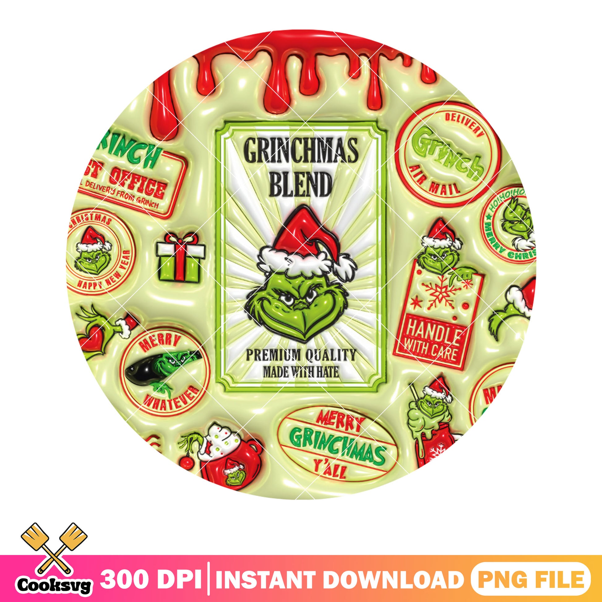 Grinchy merry whatever png, the grinch png, santa costume png