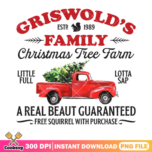 Griswolds family christmas png, tree farm png, squirrel truck png
