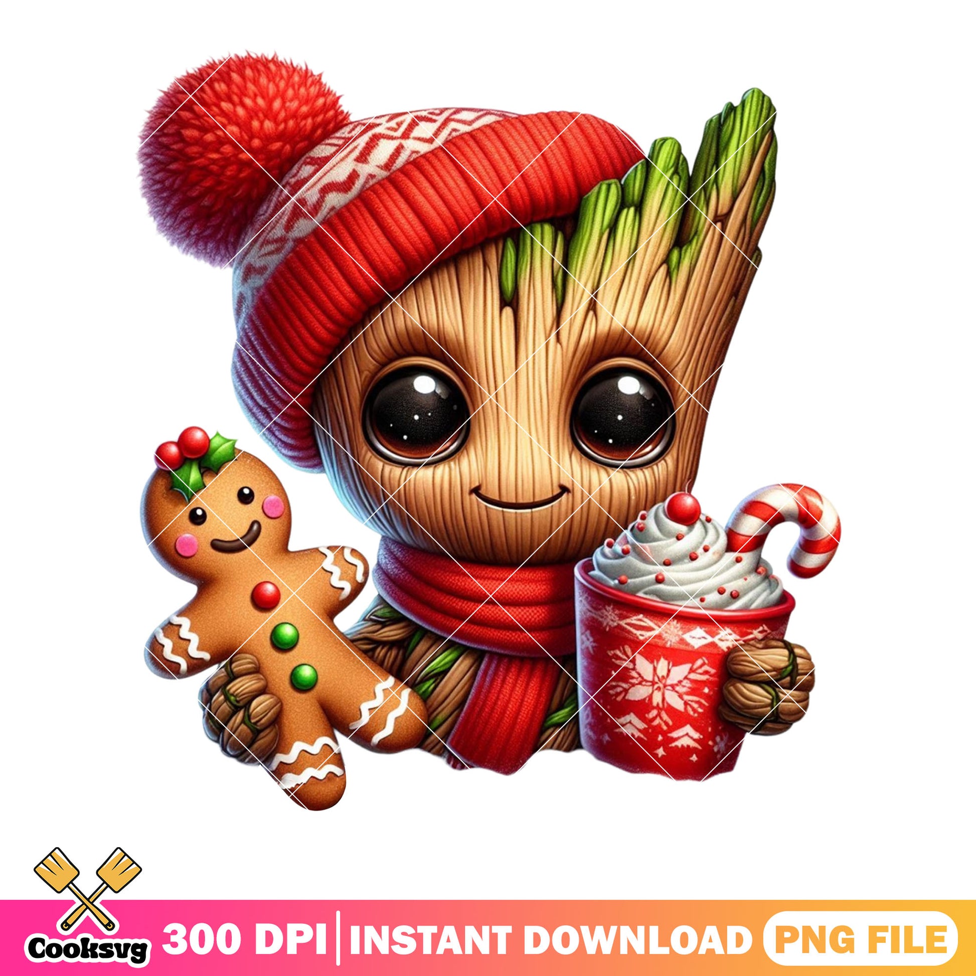 Groot christmas skin​ png, groot santa hat png, groot chibi cute png