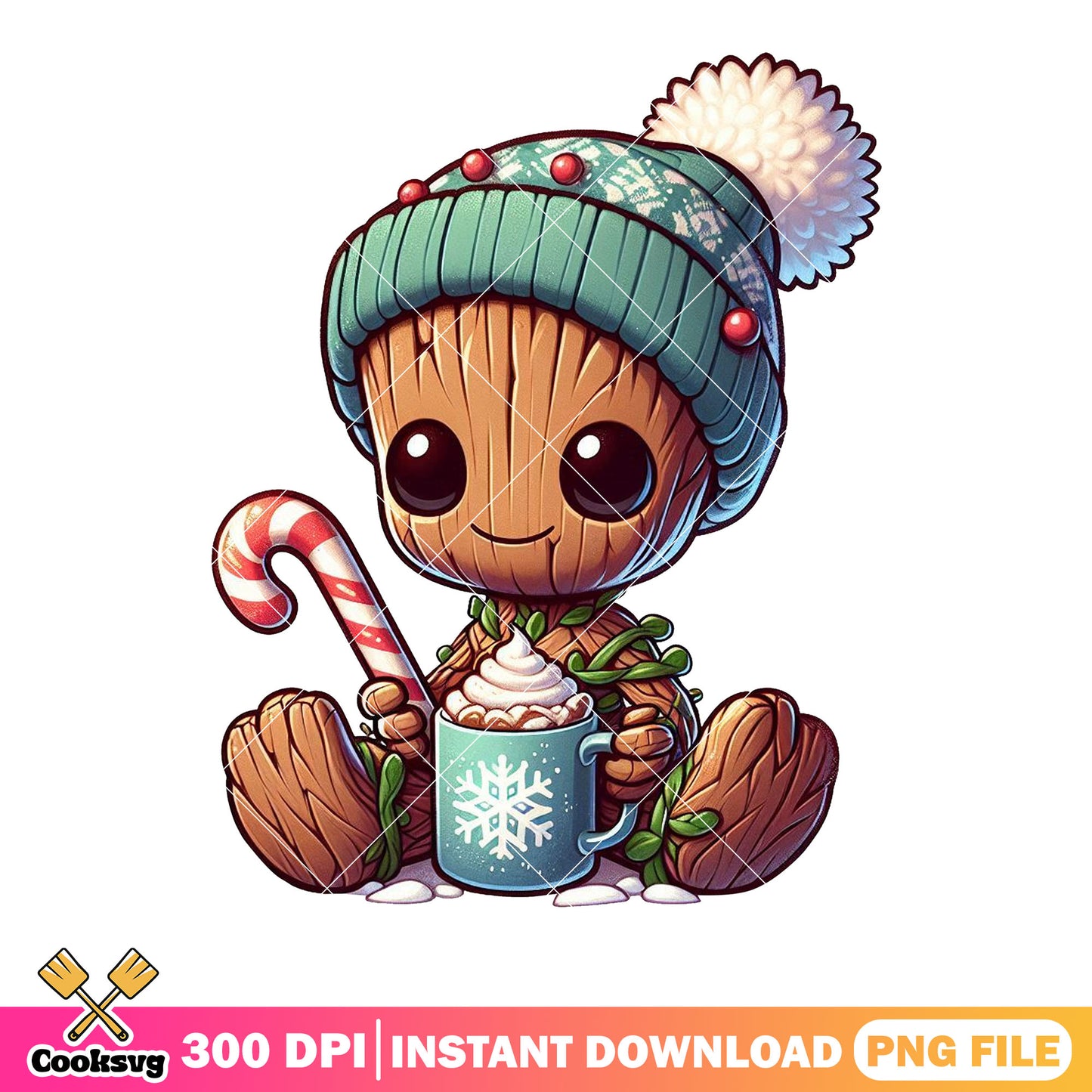 Groot christmas sweater​ png, groot drawing​ png, hat green png