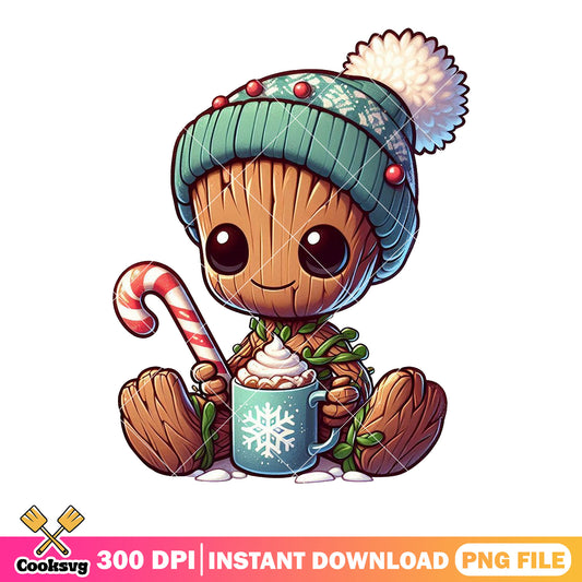 Groot christmas sweater​ png, groot drawing​ png, hat green png