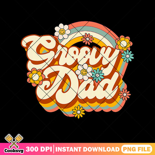 Groovy dad rainbow png, retro dad png, fathers day png, floral dad png