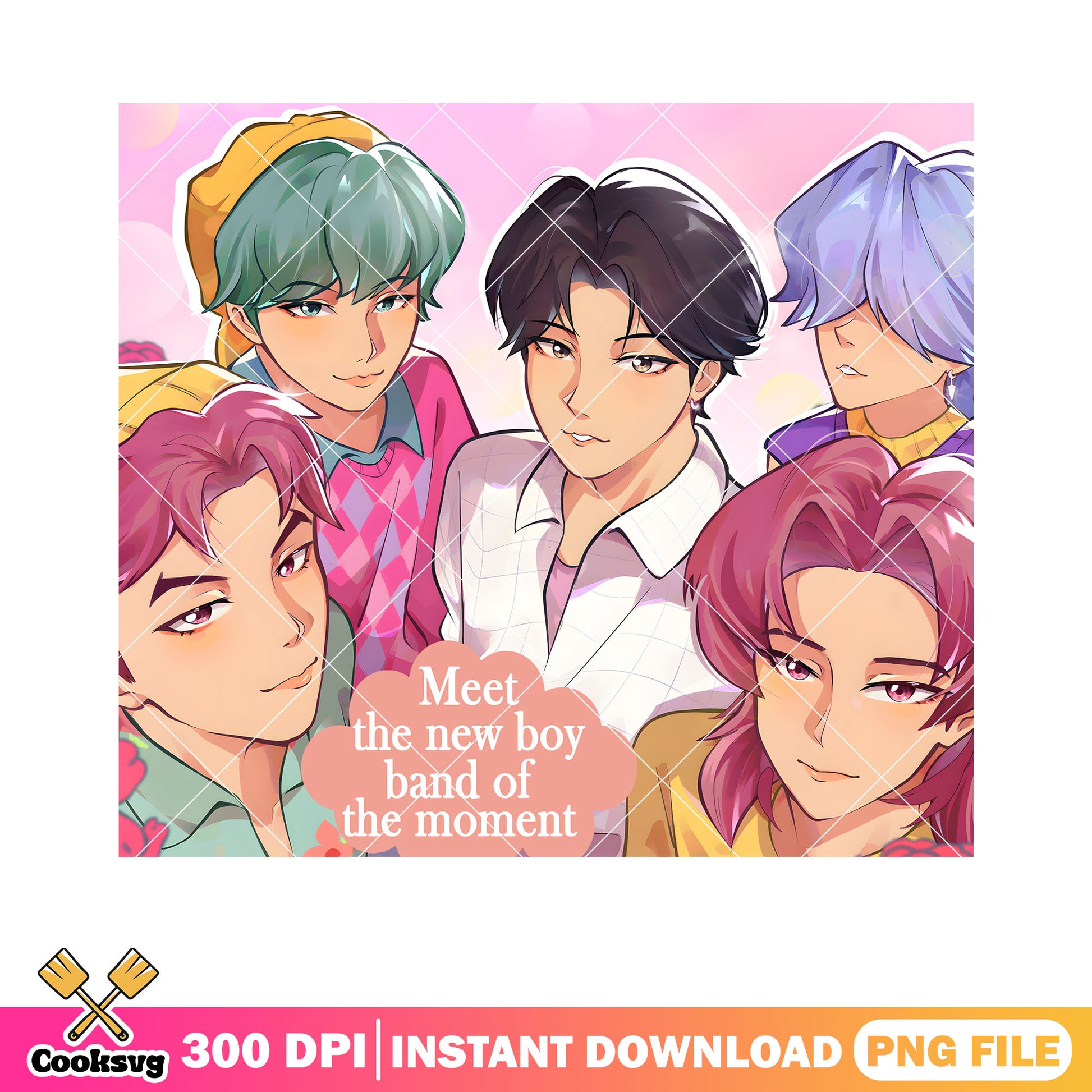 Group new boy band anime png, pose group boy png, poster anime boy png