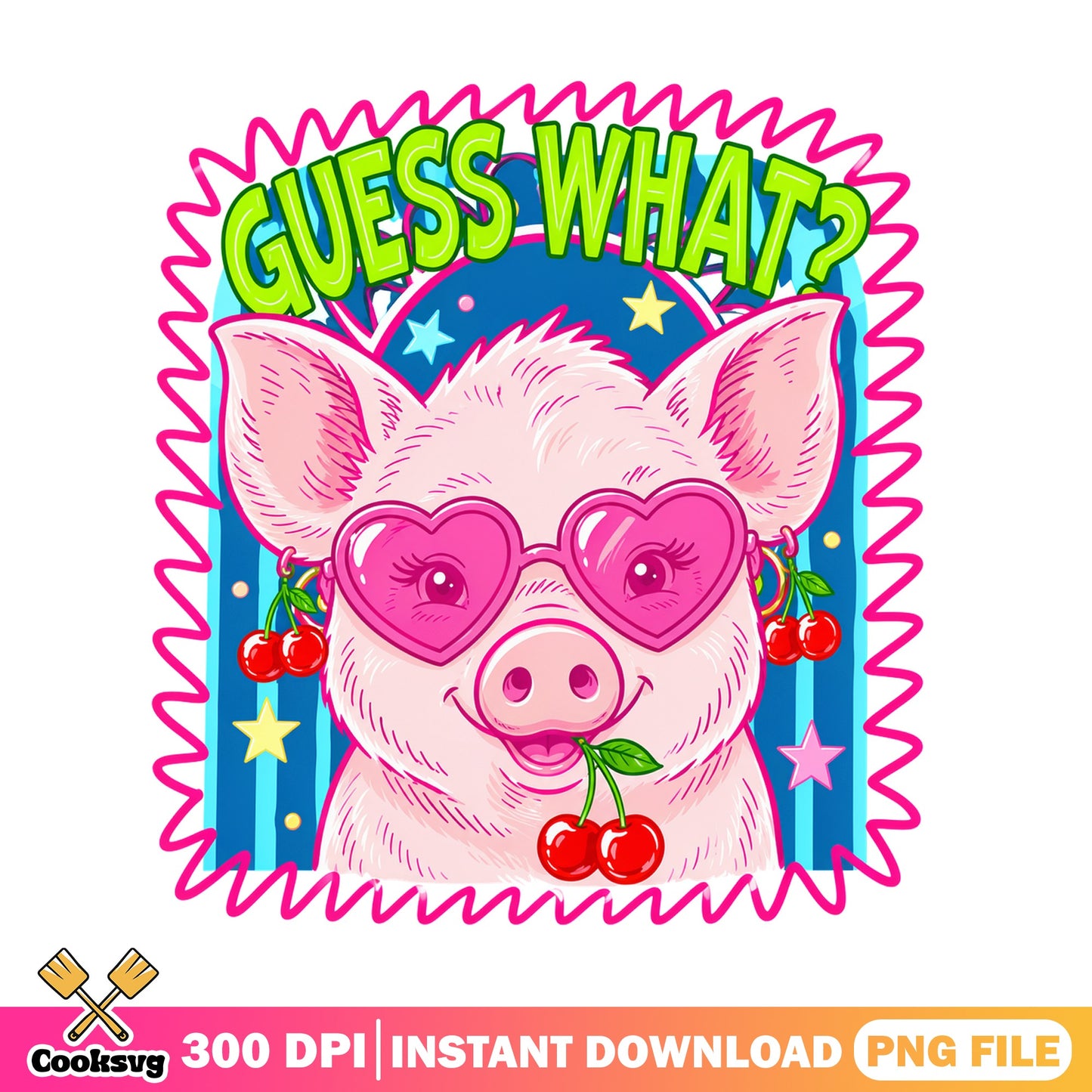 Guess What Pig PNG, Cute Pig With Sunglasses PNG, Funny Pig PNG