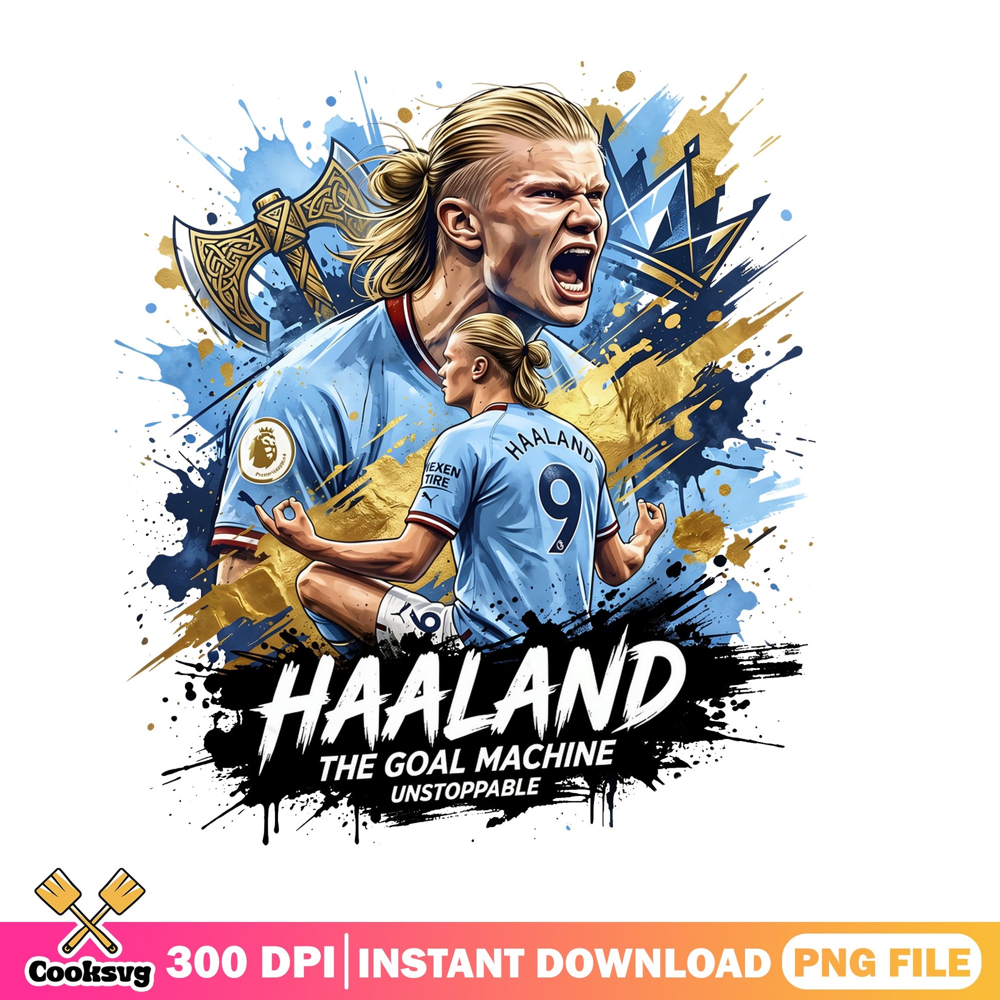 Haaland The Goal Machine PNG, Soccer Player PNG, Football PNG