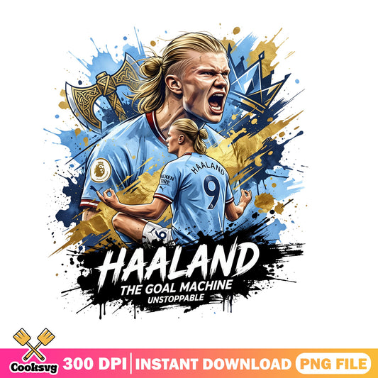 Haaland The Goal Machine PNG, Soccer Player PNG, Football PNG