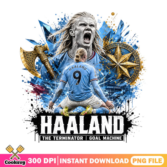 Haaland The Terminator Goal Machine PNG, Soccer PNG, Football PNG