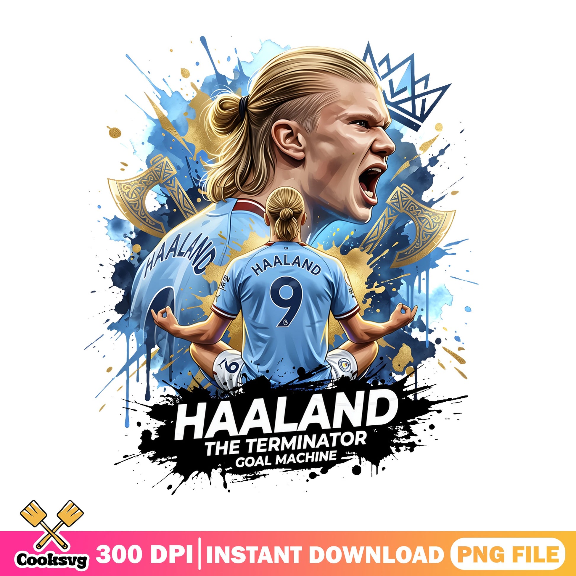 Haaland The Terminator Goal Machine PNG, Soccer Player PNG, Football PNG