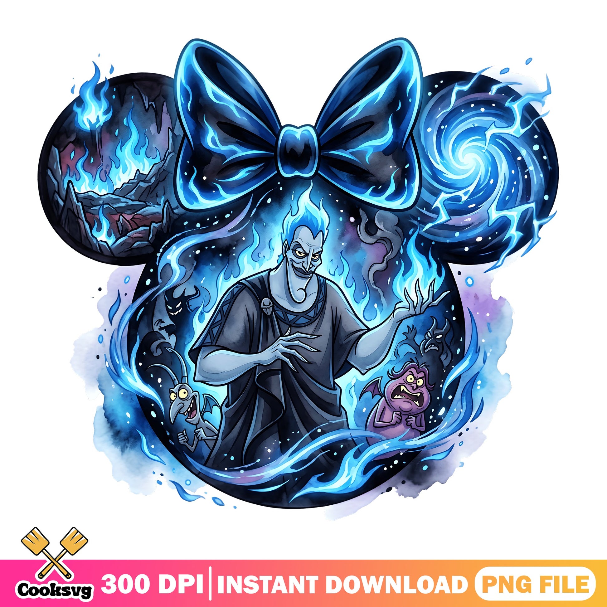 Hades Minnie Mouse Ears PNG, Disney Villain PNG, Hercules PNG