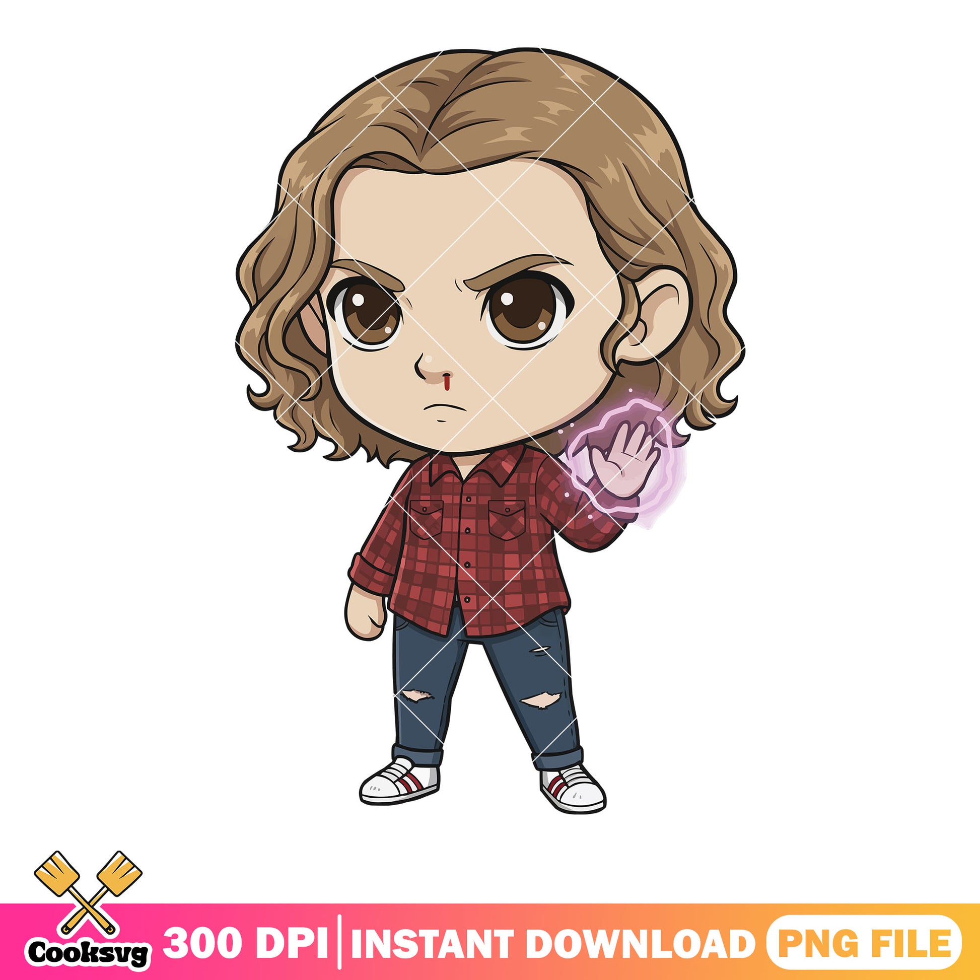 Hairy eleven chibi character png, stranger things png, netflix movies ​png