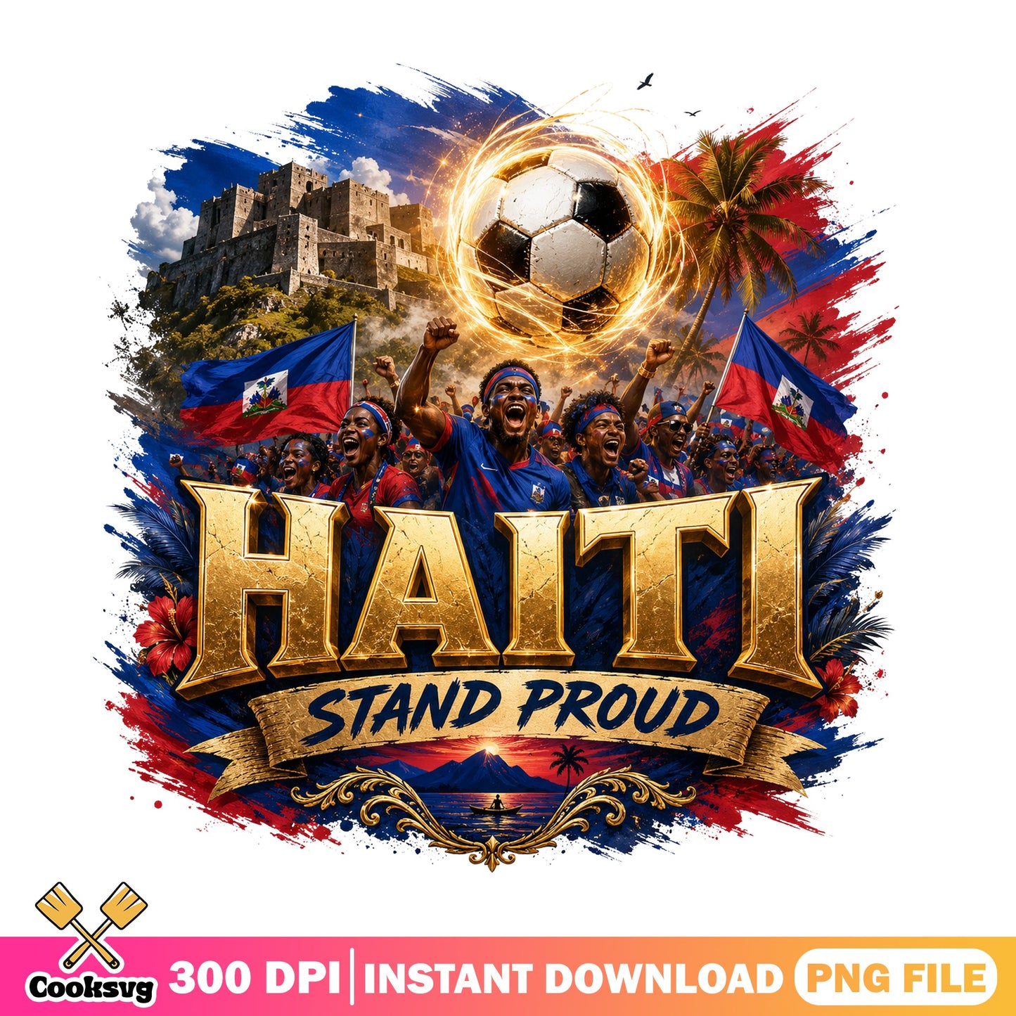 Haiti Stand Proud Soccer PNG, Haitian Flag Football PNG, Pride PNG