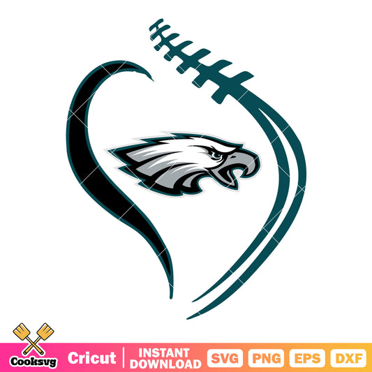 Half of heart football swirl svg, eagles svg, nfl football svg