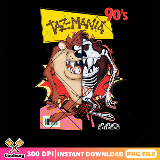 Half skeleton taz png, cartoon network png, 90s style png