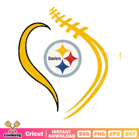 Half swirl hear and ball steelers svg, nfl division svg, pittsburgh svg