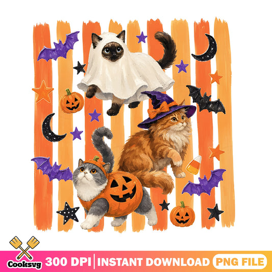Halloween Cats In Costume PNG, Spooky Cat Clipart, Halloween PNG