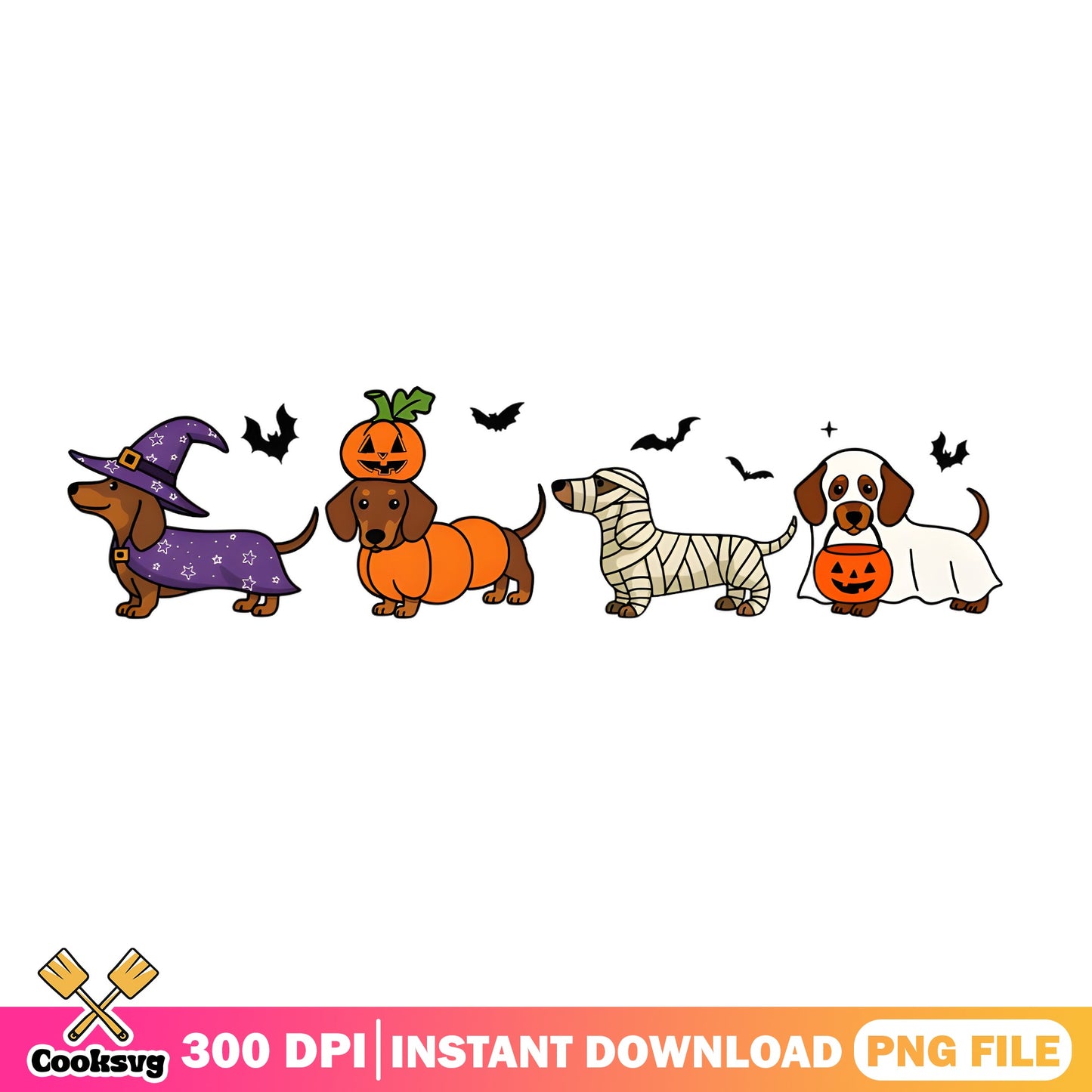 Halloween Dachshund Dog Costume PNG, Spooky Wiener Dog PNG, Halloween PNG