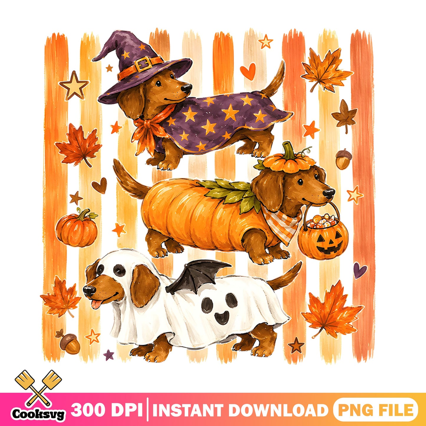 Halloween Dachshund PNG, Cute Dog Halloween PNG, Fall PNG