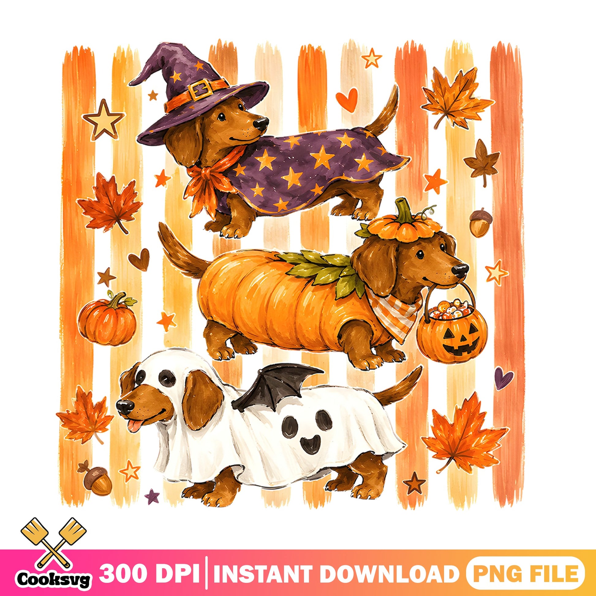 Halloween Dachshund PNG, Cute Dog Halloween PNG, Fall PNG