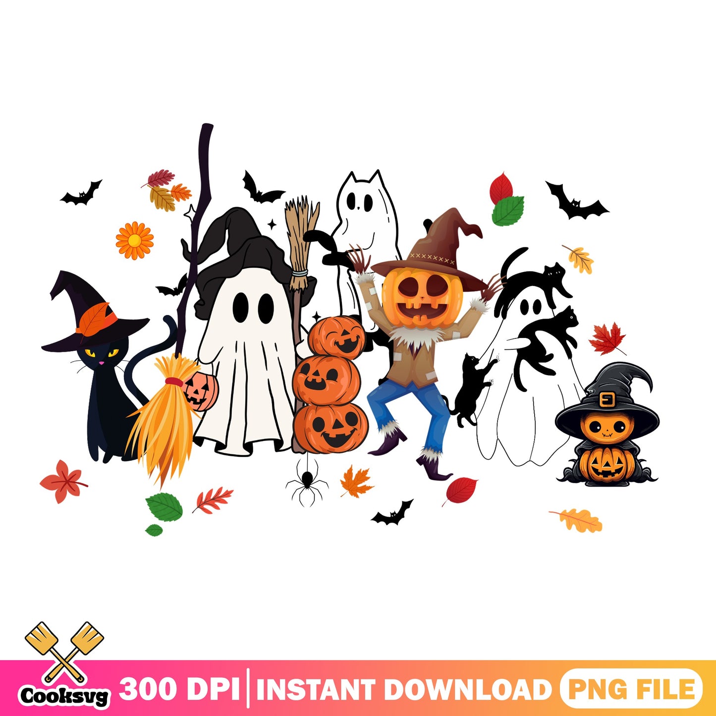 Halloween Ghost Pumpkin Bundle, Spooky Fall Clipart, Halloween PNG