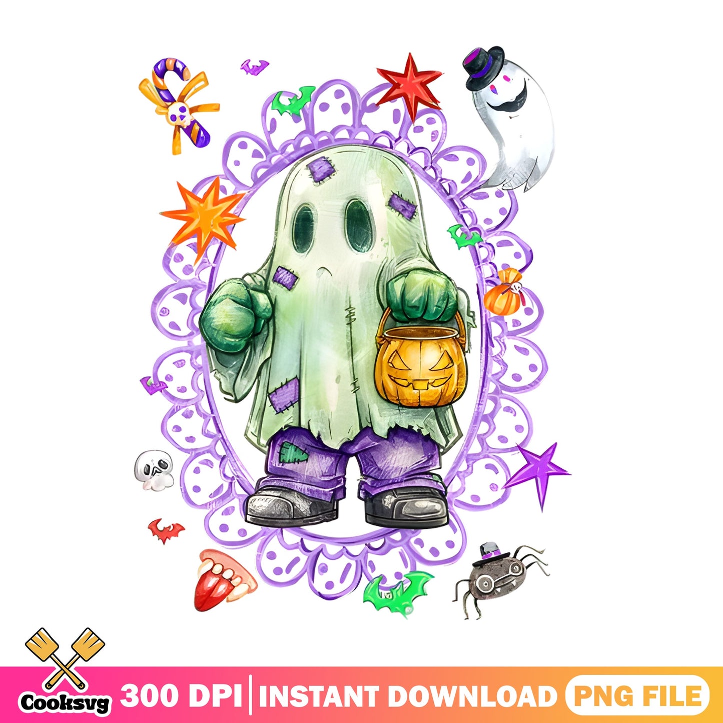 Halloween Ghost Trick Or Treat PNG, Spooky Ghost PNG, Halloween PNG