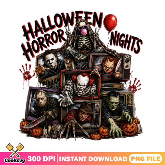 Halloween Horror Nights PNG, Horror Characters Bundle, Halloween PNG