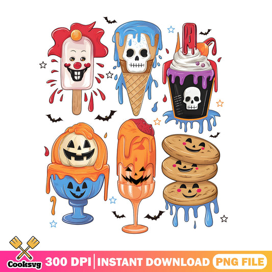 Halloween Ice Cream Bundle PNG, Spooky Sweet Treats PNG, Halloween PNG