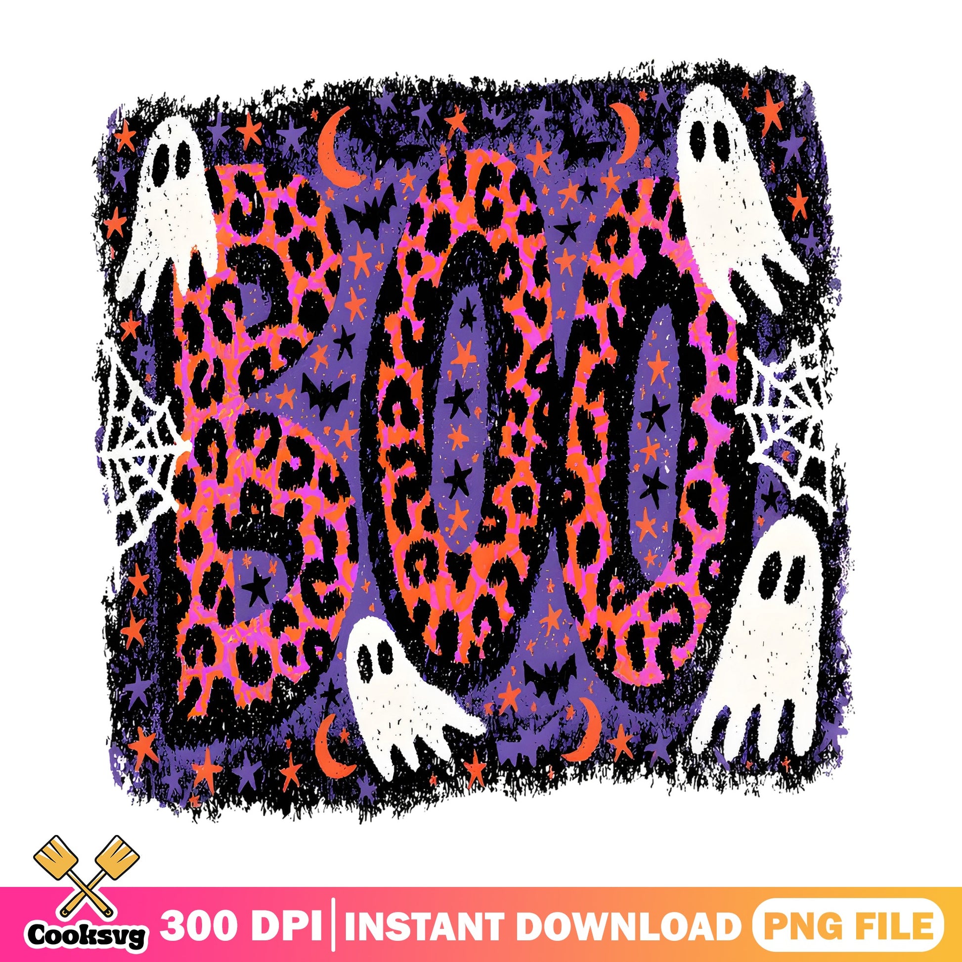 Halloween Leopard Boo Ghost PNG, Spooky Ghost PNG, Halloween PNG