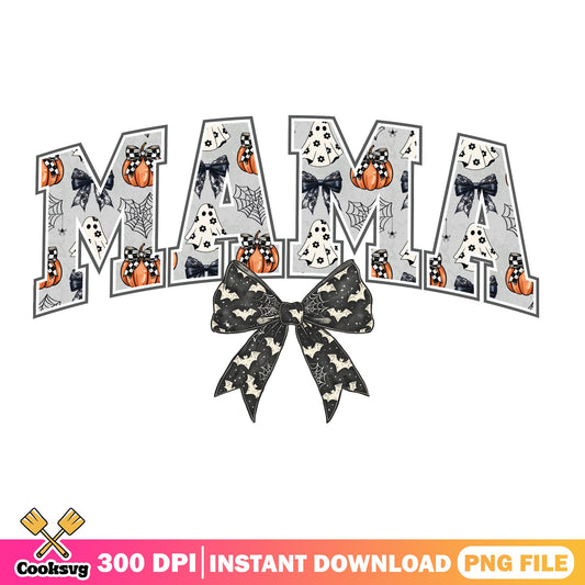 Halloween Mama Bow PNG, Spooky Mama Ghost Pumpkin, Halloween PNG