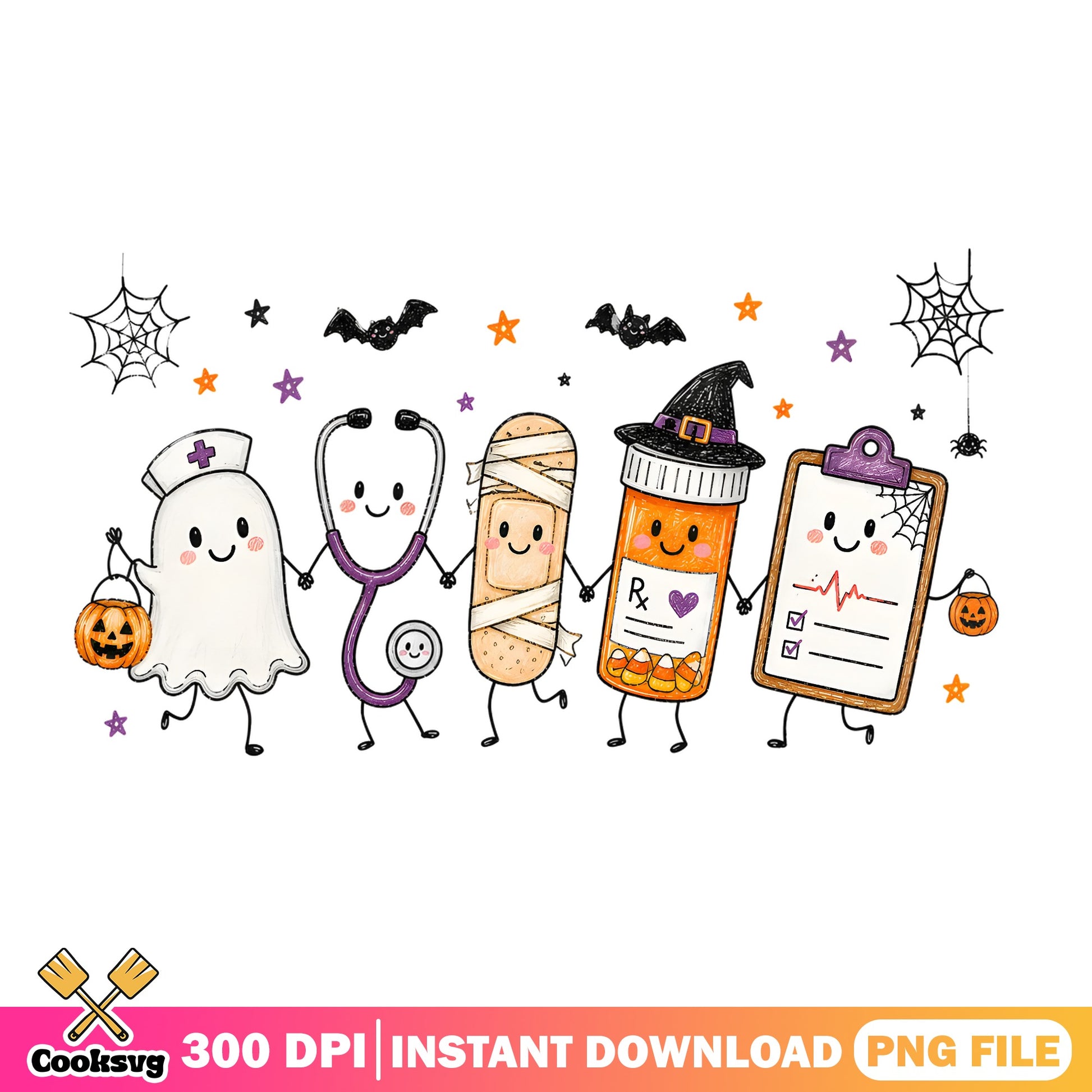 Halloween Nurse PNG, Cute Ghost Medical Halloween PNG, Spooky Nurse PNG