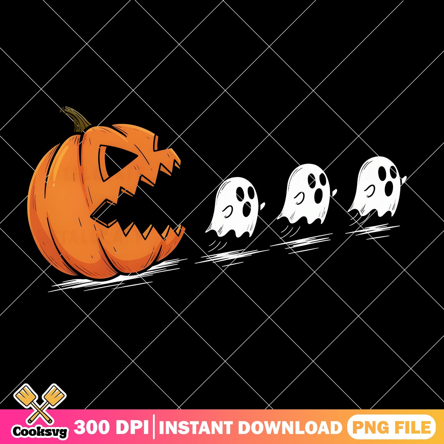 Halloween Pumpkin Chasing Ghosts PNG, Jack O Lantern PNG, Spooky PNG