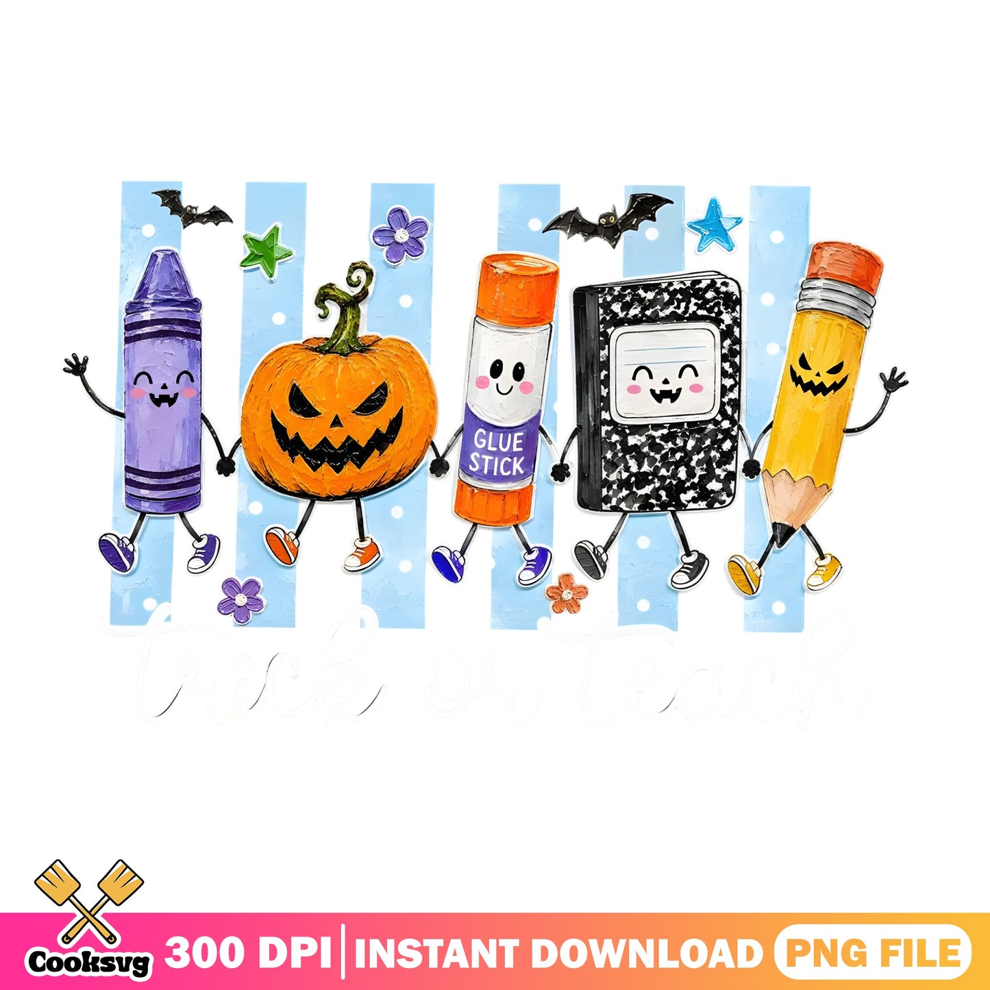 Halloween Teacher School Supplies PNG, Cute Pumpkin PNG, Teacher PNG