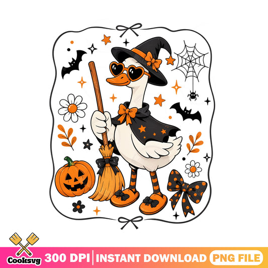 Halloween Witch Duck PNG, Spooky Duck Halloween PNG, Cute Duck PNG
