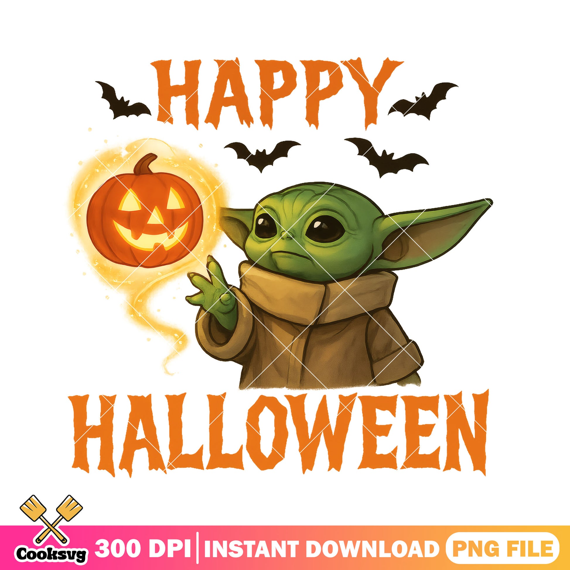 Halloween baby yoda png, happy halloween png, baby yoda​ png