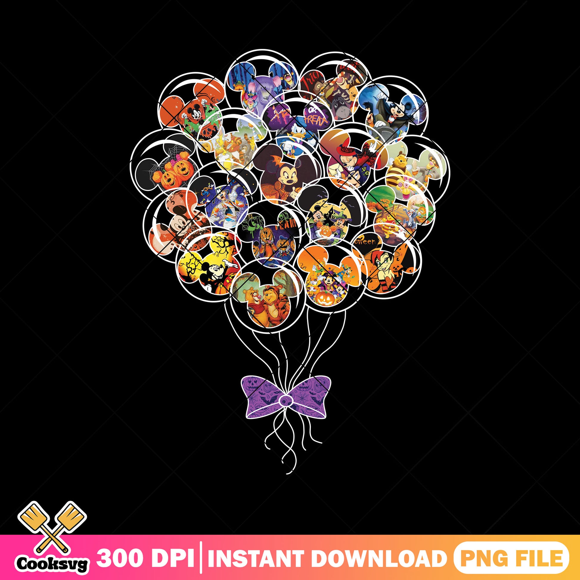 Halloween balloon bow png, happy halloween png, disney world png