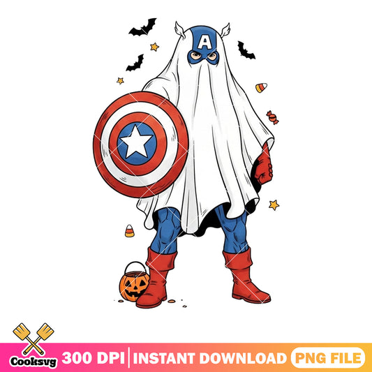 Halloween captain america ghost png, marvel halloween png