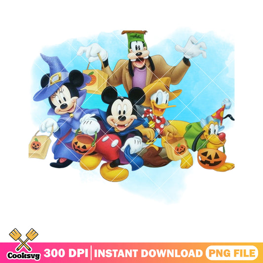 Halloween costume png, mickey and friends png, disney character png