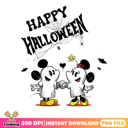 Halloween couple mouse png, Ghost costume  png, scary bats png