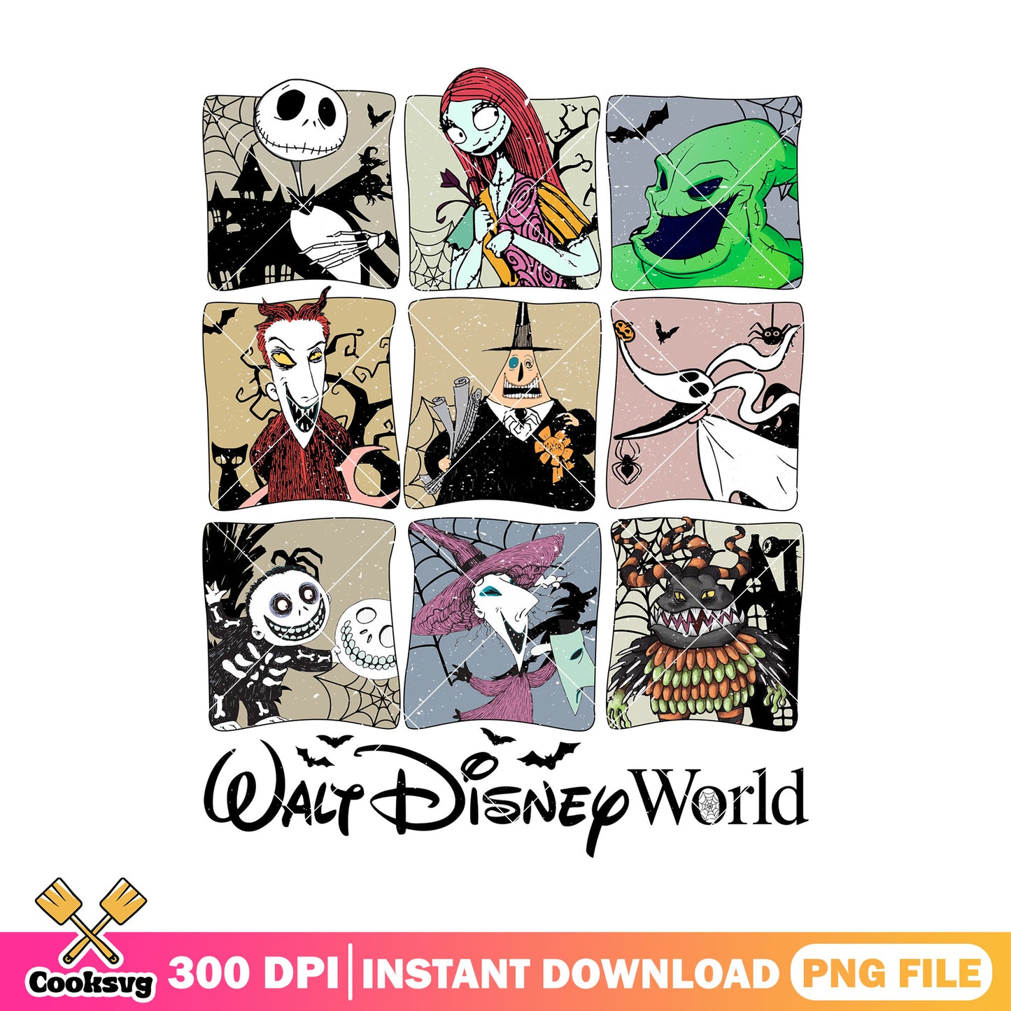 Halloween disney nightmare png, scary cartoon png, walt disney world png
