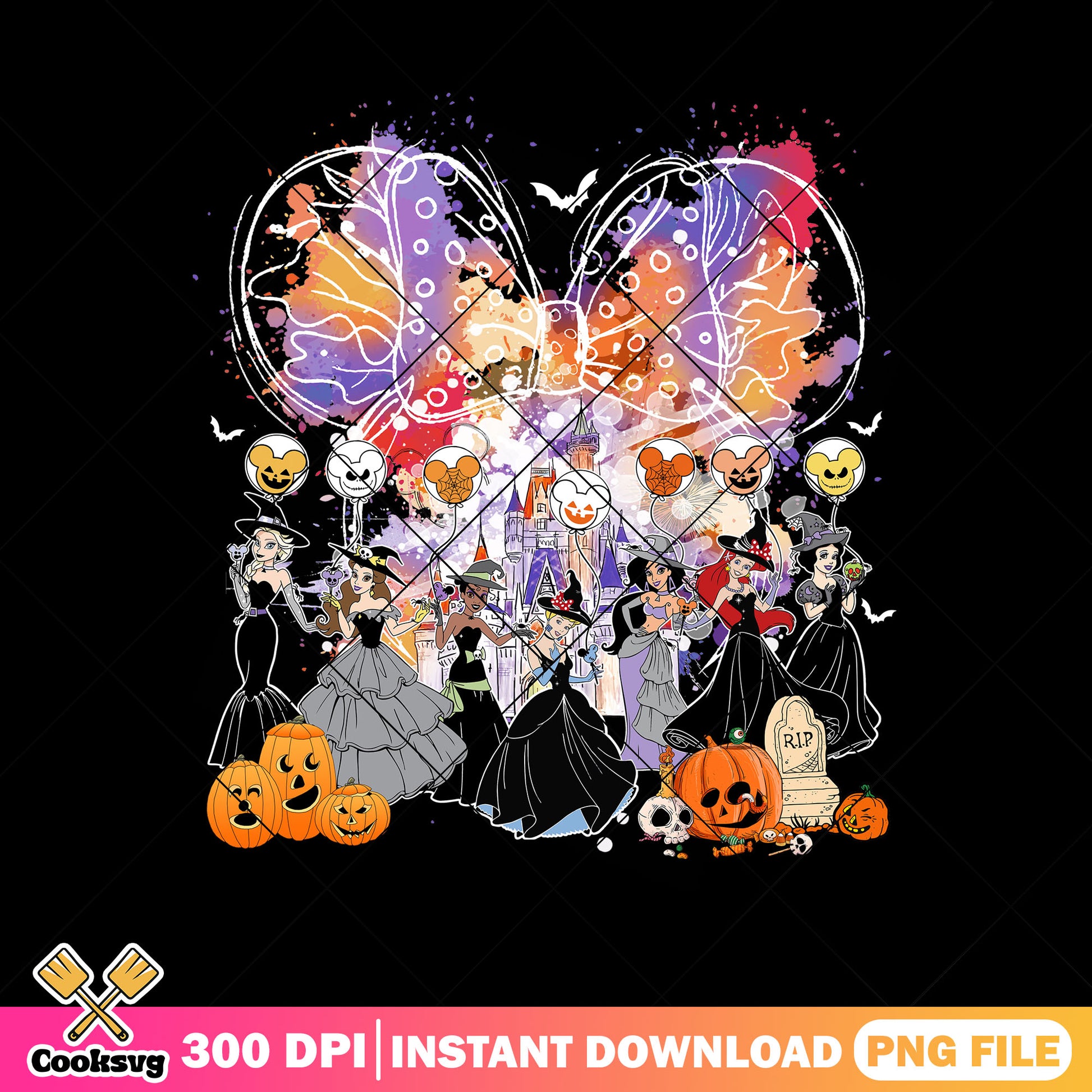 Halloween disney princess outfit png, disney world png, scary disney png
