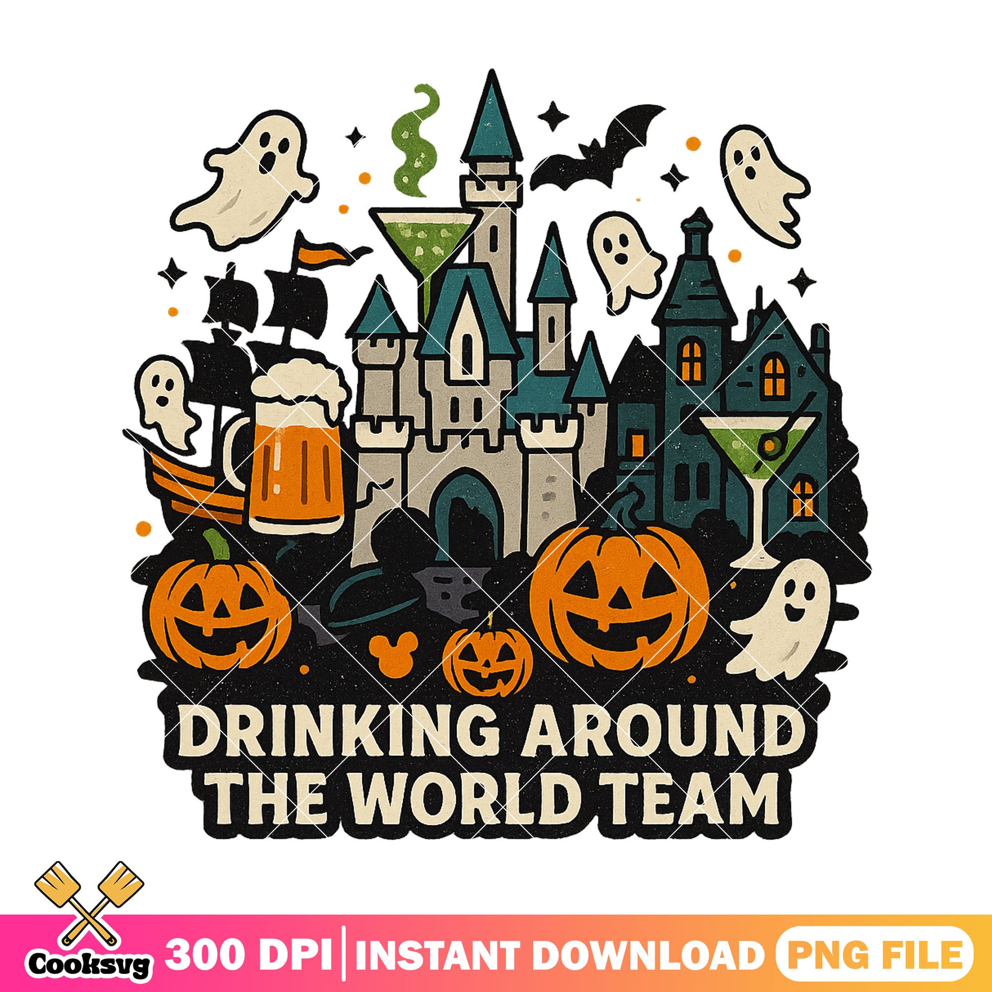 Halloween drink land png, halloween drawing png, disney castle png