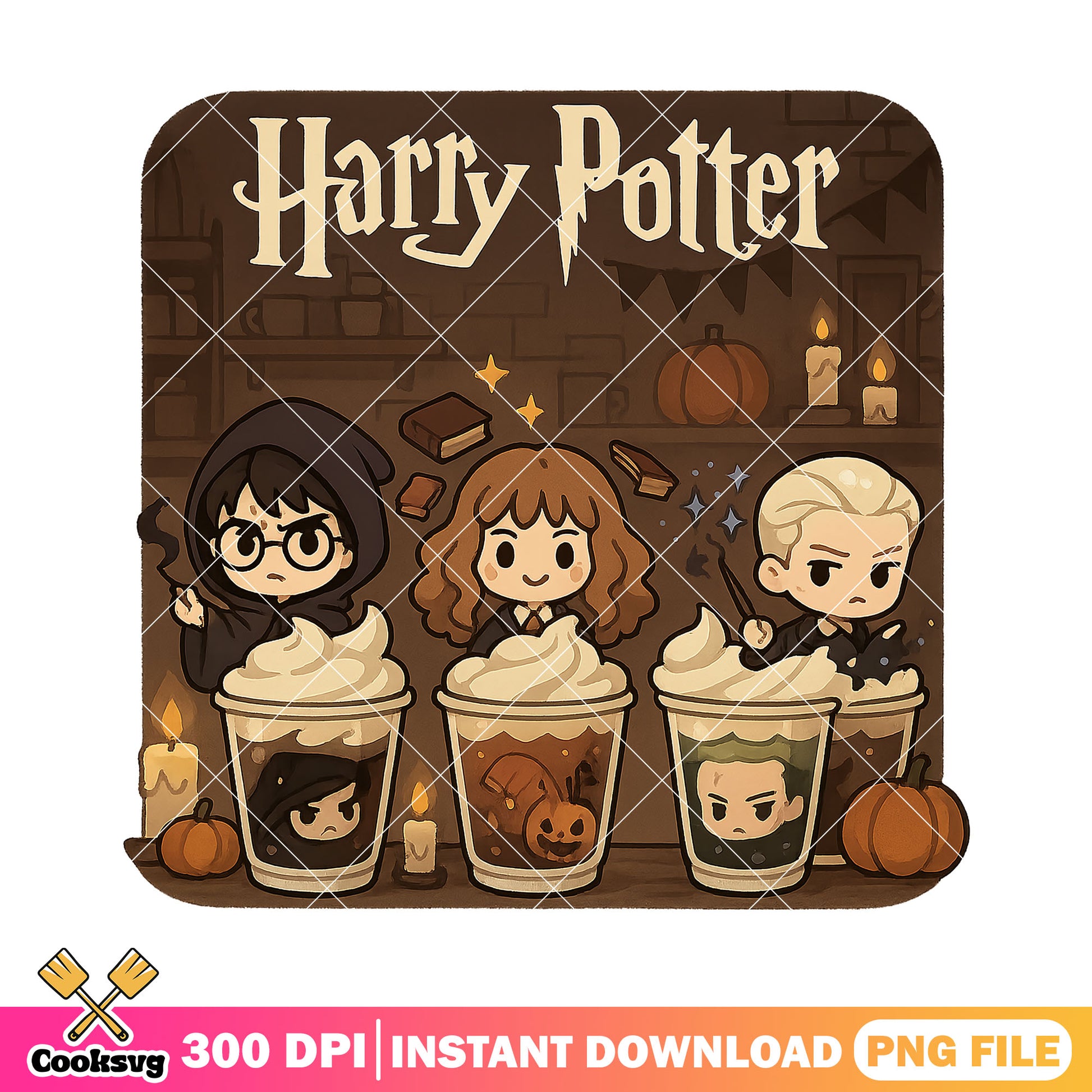 Halloween hogwarts latte png, harry potter png, happy halloween png