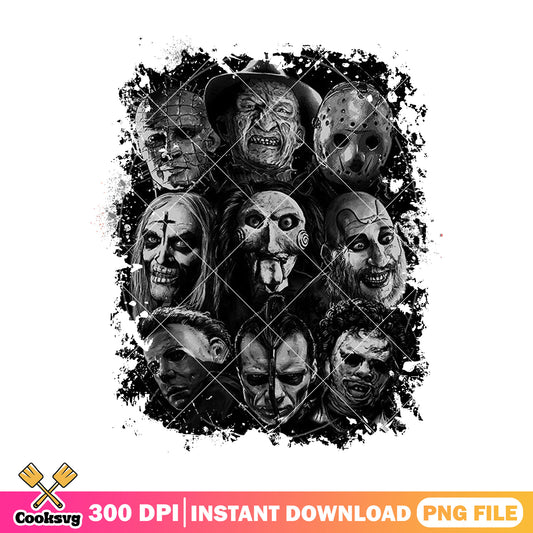 Halloween horror killers design png, scary halloween costumes png