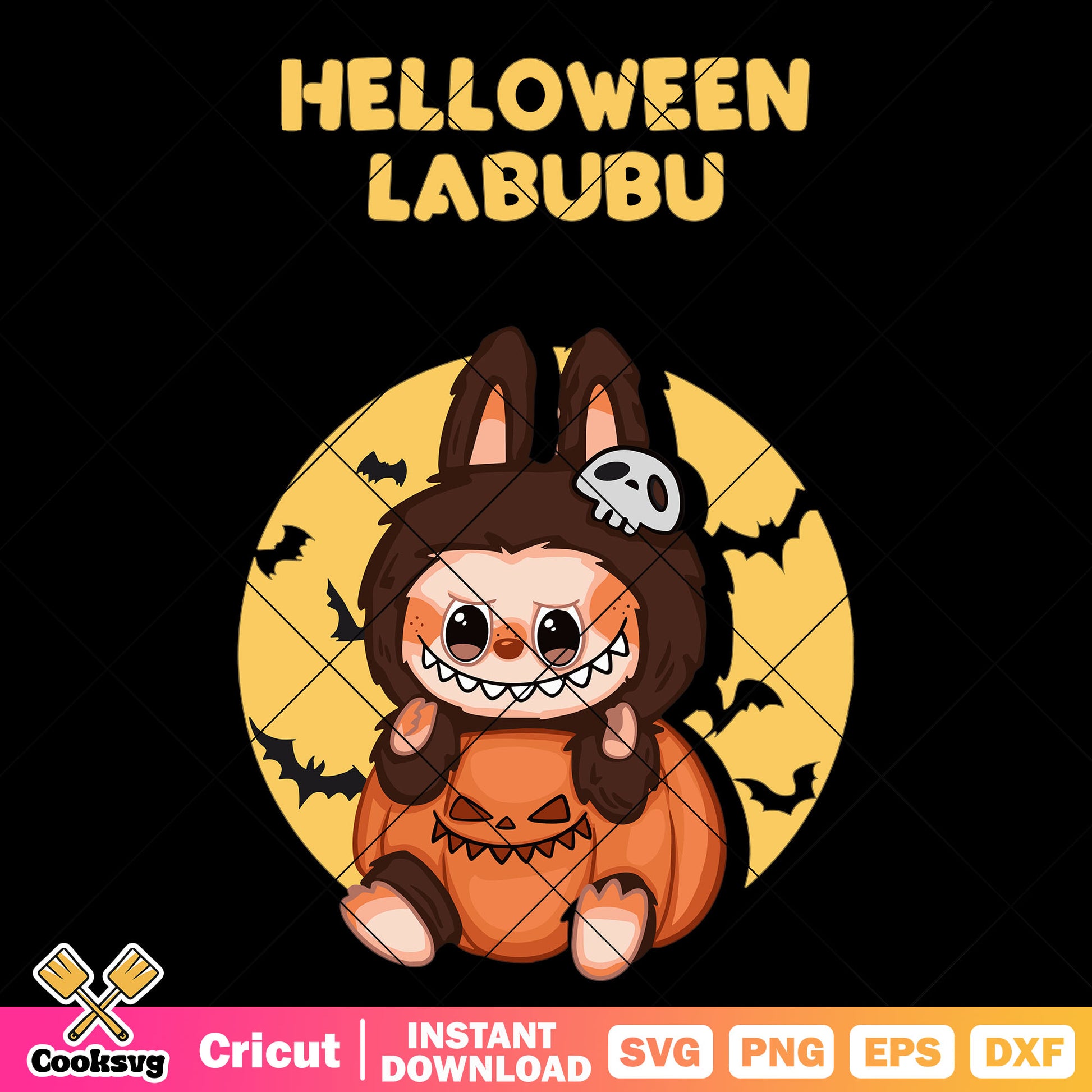 Halloween labubu pumpkin svg, labubu popmart svg, labubu halloween svg