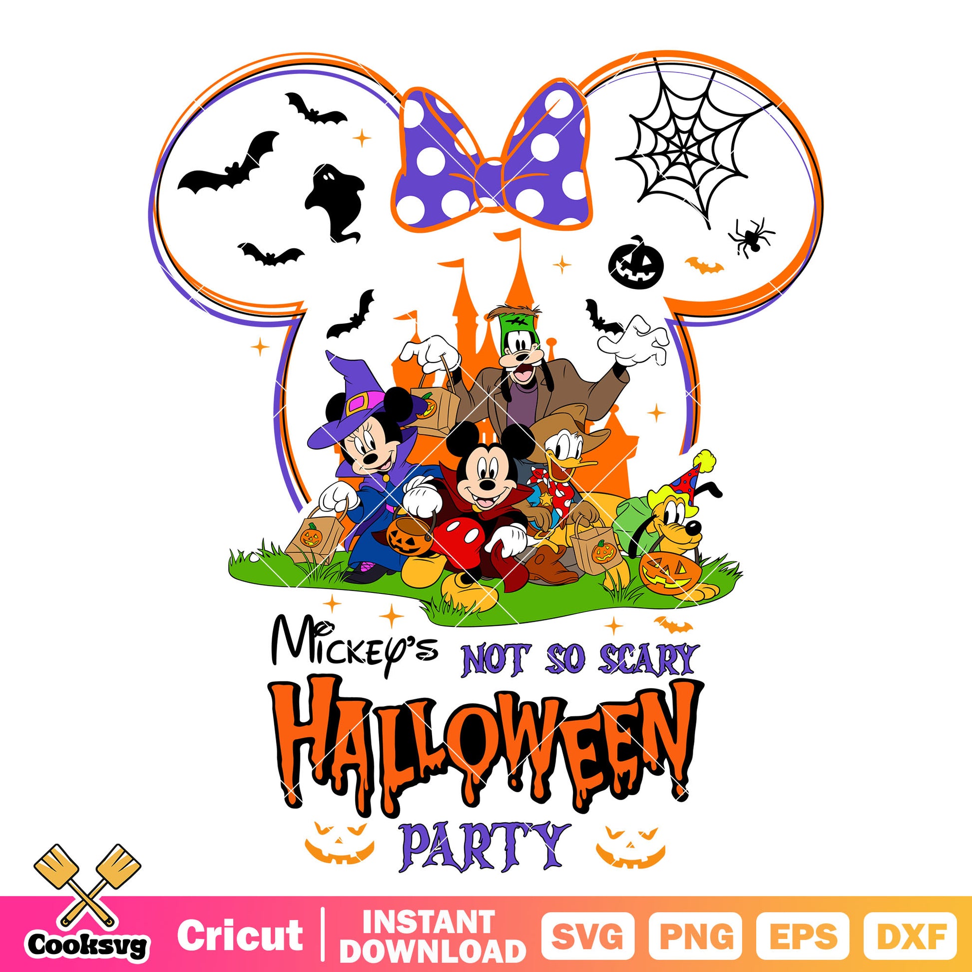 Halloween scary party minnie svg, halloween 2025 svg, minnie friends svg