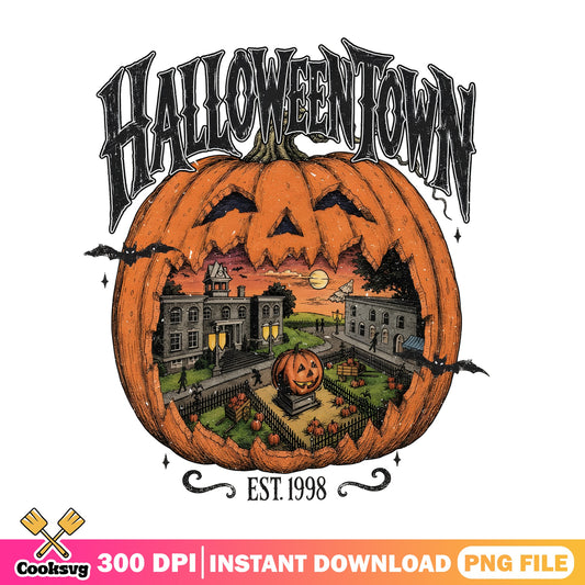 Halloweentown Est 1998 PNG, Halloween Pumpkin PNG, Spooky Town PNG