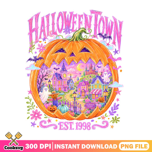 Halloweentown Est 1998 PNG, Halloween Town Pumpkin PNG, Spooky Season PNG